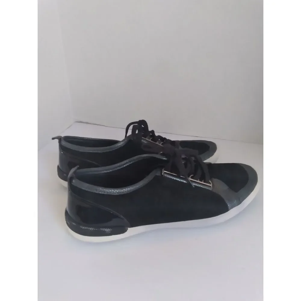 Calvin Klein Tanita Black Animal Print Suede Shoes‎ Size 8.5
